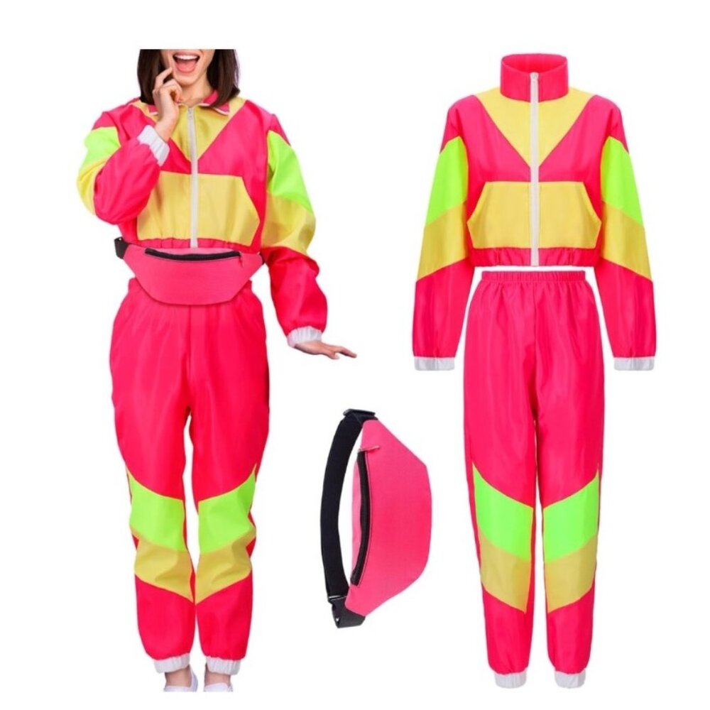 Neon Pink and Yellow Women's Track Suit